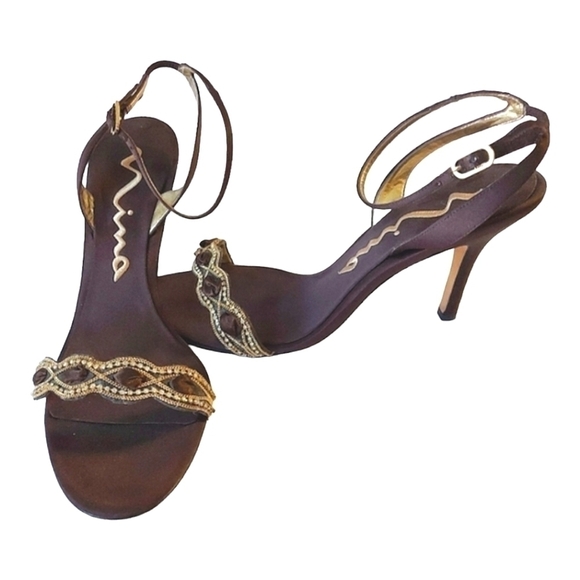 Embellished Nina Satin Heels Size 8.5 Women - Picture 6 of 9